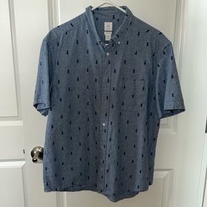 Men’s Short Sleeve Button Down Shirt Large